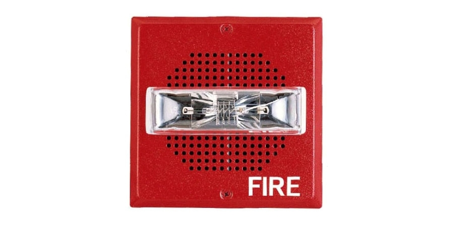 Wheelock, E90-24MCC-FR, 2-Wire Speaker Strobe, Round, Ceiling, 24VDC, Selectable Candela 15/30/75/95, Red